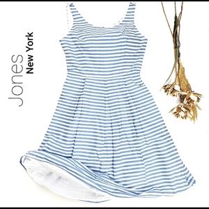 Jones NY Light Cotton Blue White Stripe Dress 2